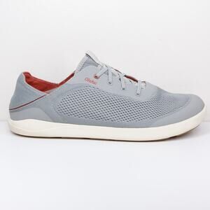 OLUKAI Moku Pae No Tie Mesh Boat Shoes Convertible Sneakers Slip On Gray Mens 14